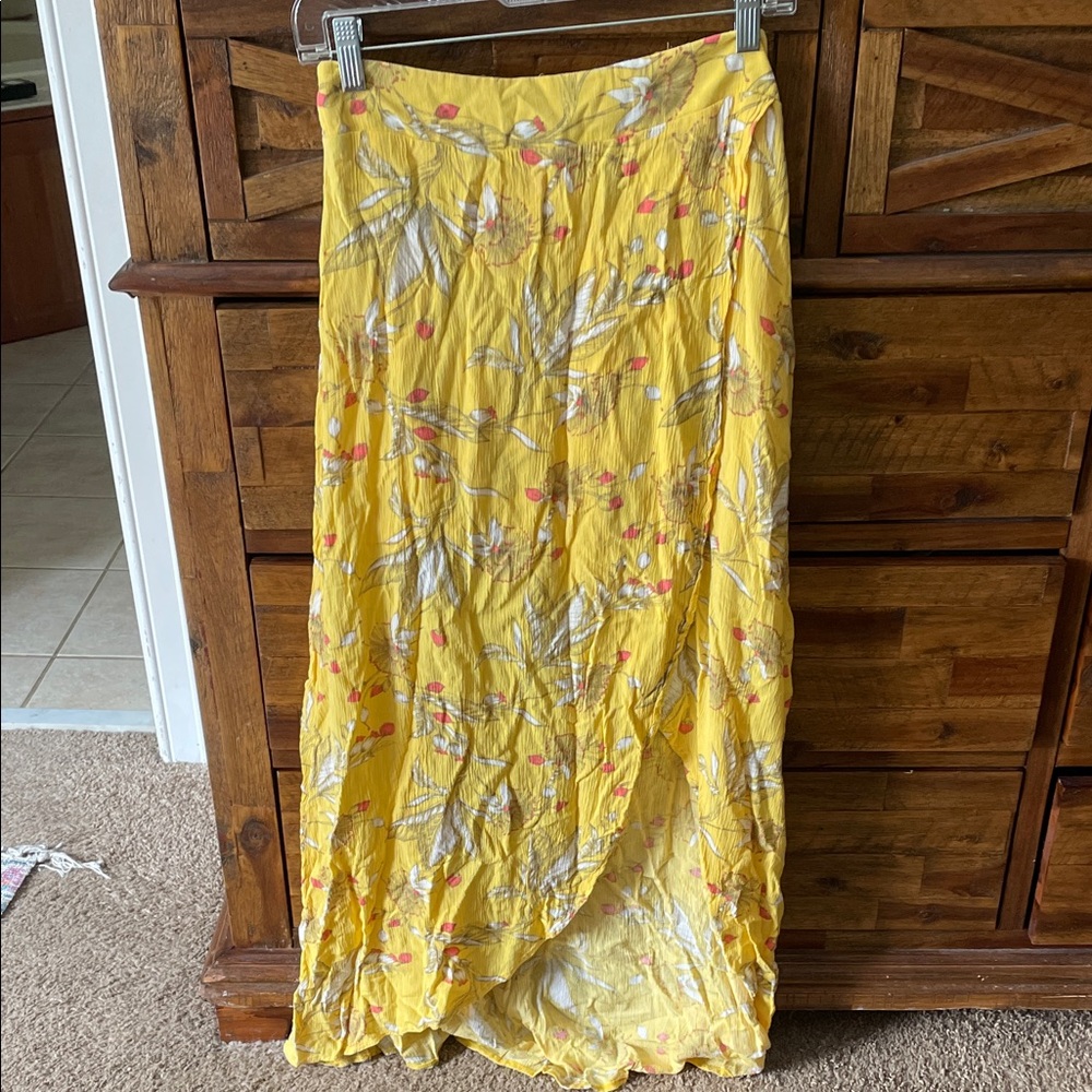 Express Yellow Floral Maxi Skirt